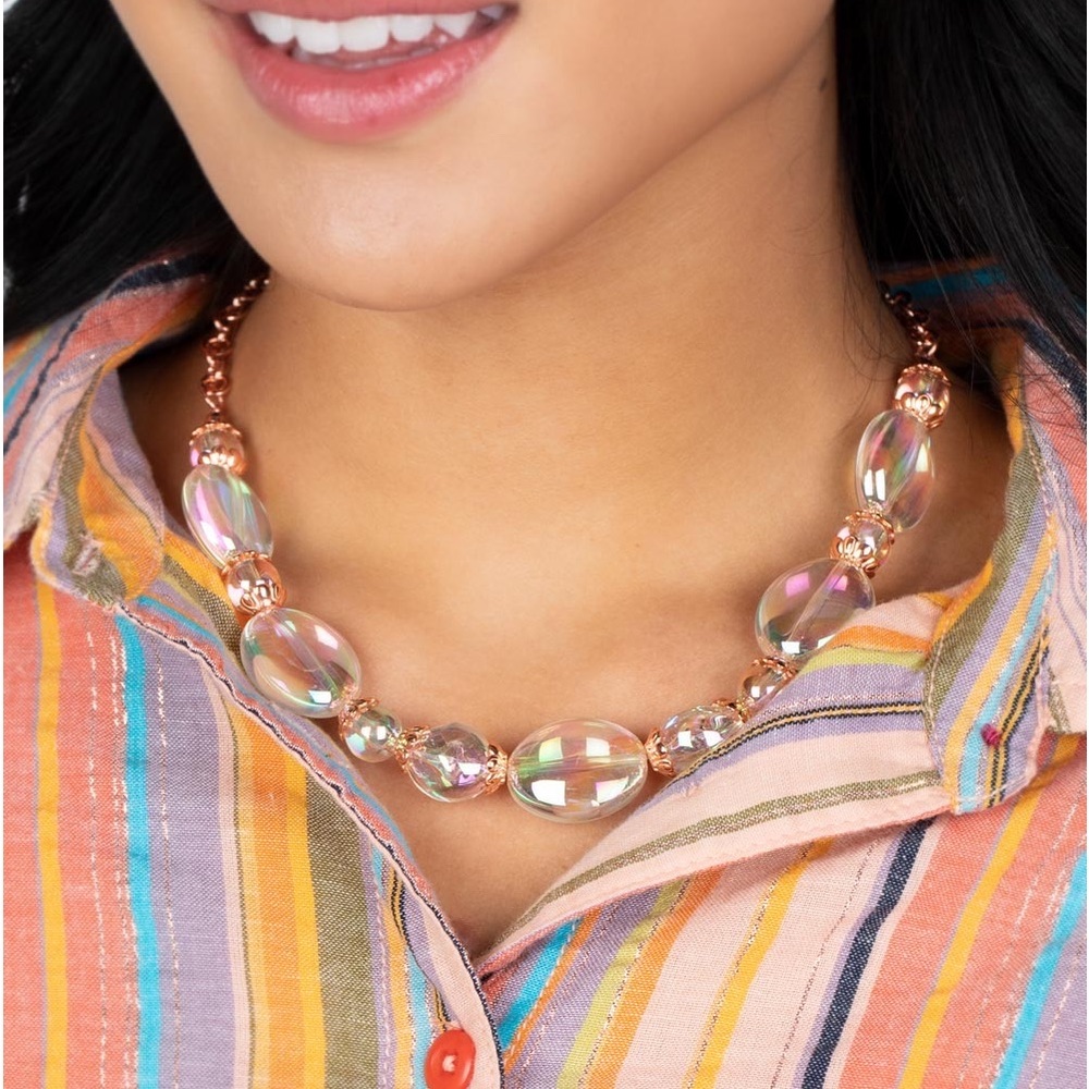 Iridescent Beads Necklace - Copper